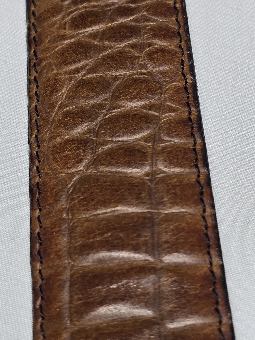 Vintage Brown Croc Embossed Full Grain Cowhide Leather Belt Size 42